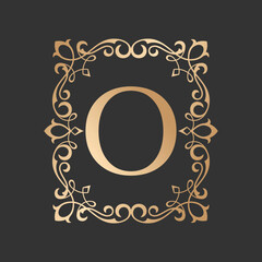 Luxury letter logo with vintage baroque ornament frame