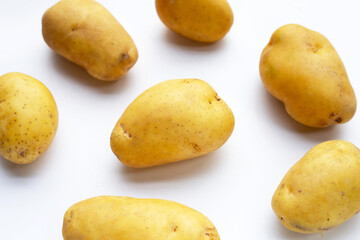 Raw potatoes isolated on white background