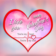 Valentine's day card with two intersecting hearts