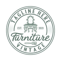furniture emblem logo. carved vintage dressing table symbol furniture company design.