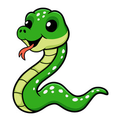 Fototapeta premium Cute green tree python cartoon