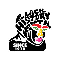 Black historical month design with iconic abstract shape in bold font. premium vector
