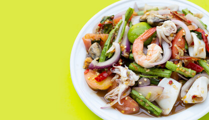 Thai spicy salad with seafood