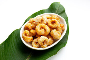Crispy pork rinds or pork snack.
