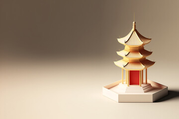 Chinese Lunar Pagoda In 3D for Chinese New Year Decorative Design. Generative AI