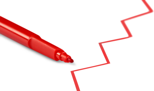 Stock Chart w, Red Pencil - Powered by Adobe