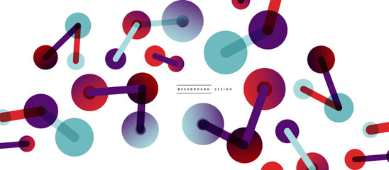 Line points connections geometric abstract background. Circles connected by lines. Trendy techno business template for wallpaper, banner, background or landing