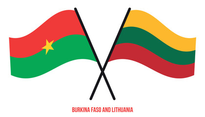 Burkina Faso and Lithuania Flags Crossed And Waving Flat Style. Official Proportion. Correct Colors.
