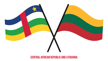 Central African Republic and Lithuania Flags Crossed And Waving Flat Style. Official Proportion.