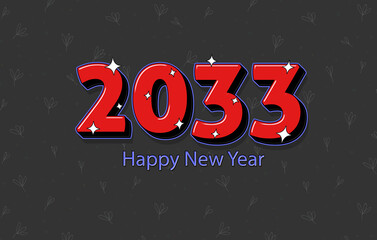 Happy New Year 2033 Numbers Written In a Red Bold Font On Floral Background.