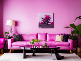 Modern pink decorated living room