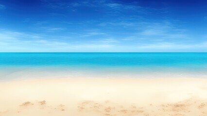 Fototapeta na wymiar Beautiful sandy beach and soft blue ocean waves.