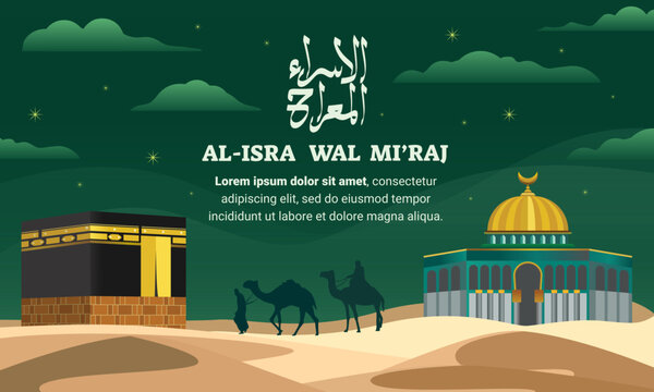 background for isra miraj prophet muhammad flat gradation illustration