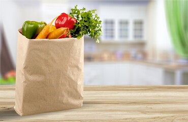 Set of different healthy food on the desk