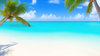 Naklejka na ściany i meble Palm trees on the Caribbean tropical beach.