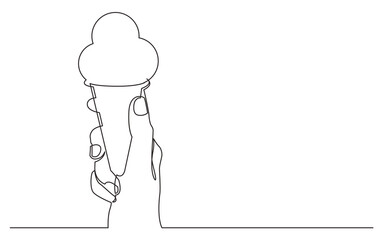 continuous line drawing hand holding ice cream cone - PNG image with transparent background