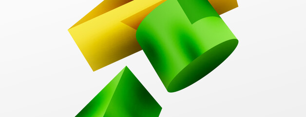 Vector 3d abstract background. Shapes 3d triangle and cylinder. Trendy techno business template for wallpaper, banner, background or landing