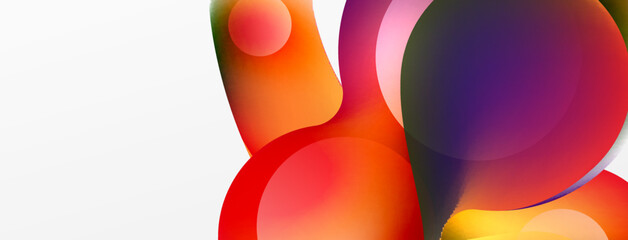 Fluid abstract background, round shapes and circle flowing design for wallpaper, banner, background or landing