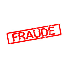 Rubber stamp with text fraud called fraude in French language 