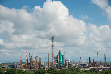 Oil refinery of the state company Ecopetrol on the banks of the Magdalena river.Colombia
