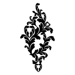 Vector damask vintage baroque scroll ornament swirl. Victorian monogram heraldic shield swirl. Retro floral leaf pattern border foliage antique acanthus calligraphy engraved tattoo.Tile decor element - obrazy, fototapety, plakaty