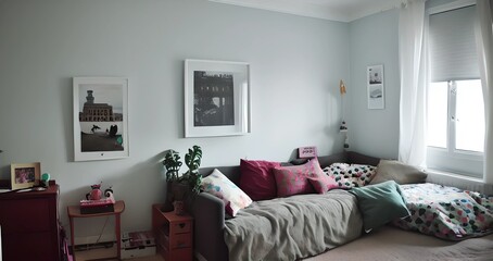 Fototapeta na wymiar living room, cozy style, illustration, Generative AI