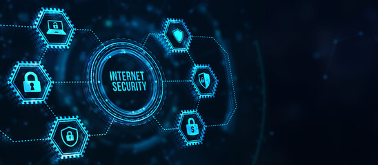 Internet, business, Technology and network concept. Cyber security data protection business technology privacy concept. 3d illustration