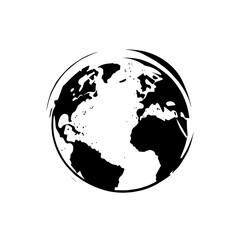 black and white monochrome vector Earth globe, generative AI