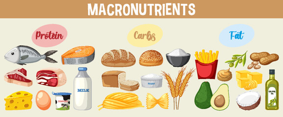 Main food groups macronutrients vector