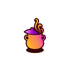 Tea logo with simple design vector, 3d colorful