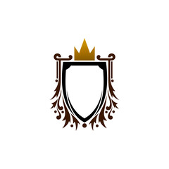 Shield logo and crown design combination, vintage