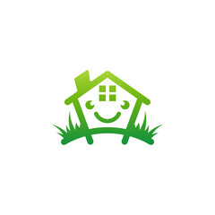 House logo with children and green color, simple logos