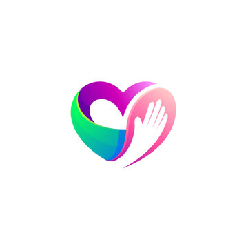 Love care logo and charity design template, heart icon