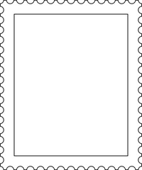 white with black outline postage stamp frame, vertical, rectangle border isolated on transparent background, icon, png illustration, clip art