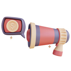 3D Illustration megaphone and financial promotion