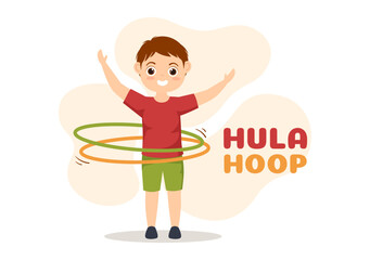 Hula Hoop Illustration with Kids Exercising Playing Hula Hoops and Fitness Training in Sports Activity Flat Cartoon Hand Drawn Templates