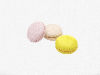 Three macarons. Stippling and pointillism dot art