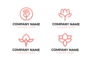 minimalist beauty logo set with pink soft gradient