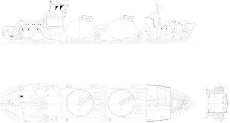 sketch vector illustration of detail and size of ship tanker