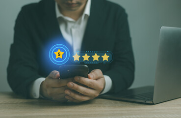 The best excellent business services rating customer experience concept.