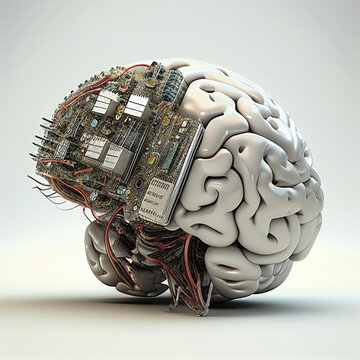 human brain with an implant processor from gadgets. Generative Ai