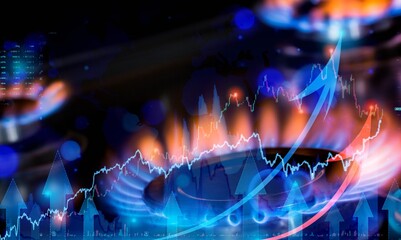 Natural blue gas burners with graph and charts