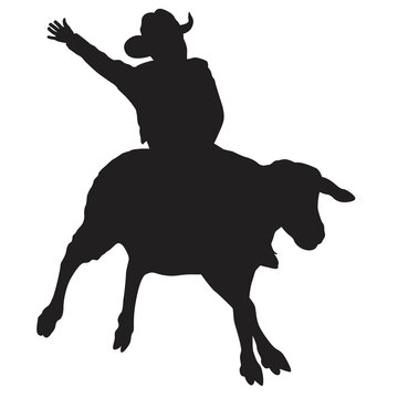 recommend clip art: A vector silhouette of a young boy rodeo cowboy riding a bucking sheep. This is a rodeo event called mutton busting.