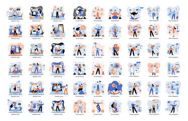 Meditation online. Self-management, self regulation learning, self-organization course, control over emotions metaphor Online yoga at home meditating. Deals with stress management, zen and harmony