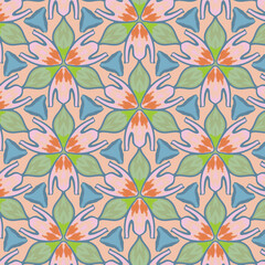 beautiful abstract pastel flower pattern background, fabric ethnic illustration decoration fashion style