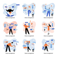 Fototapeta premium Stress management abstract metaphor, pressure control, depression, emotional tension, mental health management, physical and psychological stress. Way to lead an active, productive and fulfilling life