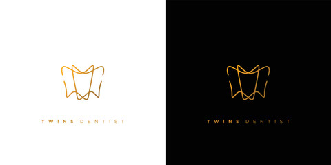 Unique and modern twins teeth logo design 3