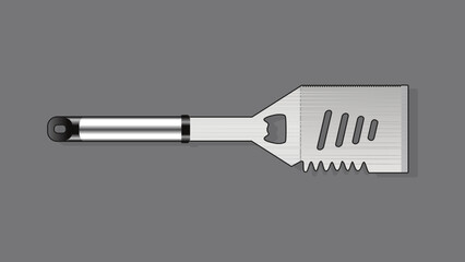 The best 4 in 1 BBQ Grill Spatula, realistic flat 3d icon. Vector illustration in trendy style. Editable graphic resources for many purposes. 
