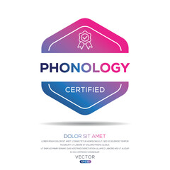 Creative (Phonology) Certified badge, vector illustration.
