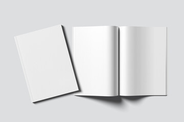 blank open magazine mockup and cover